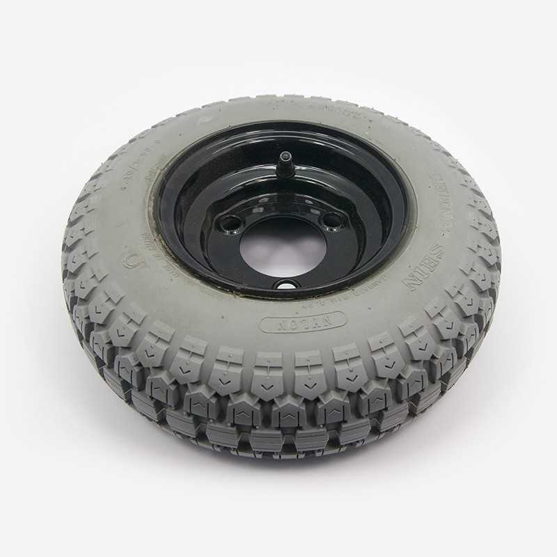 ROUE COMPLETE PNEU GRIS AVEC CHAMBRE A AIR POUR AUTOLAVEUSE TENNANT T5680  / T5700